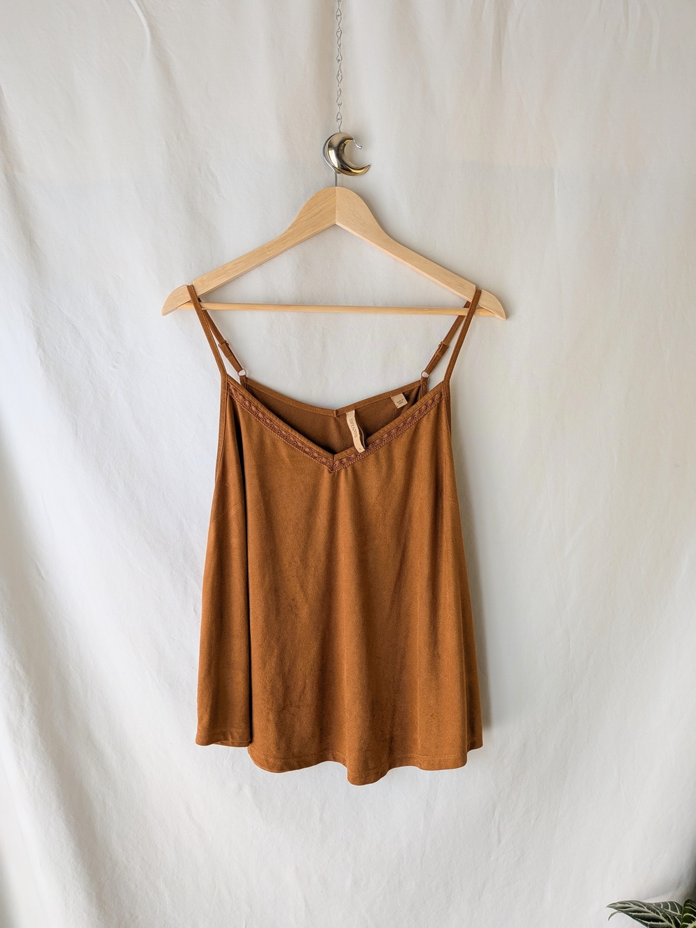 Shyanne Rust Brown Lace-Trim Spaghetti Strap Camisole
